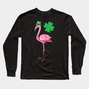 Lucky Leprechaun Flamingo St Patrick's Day Long Sleeve T-Shirt